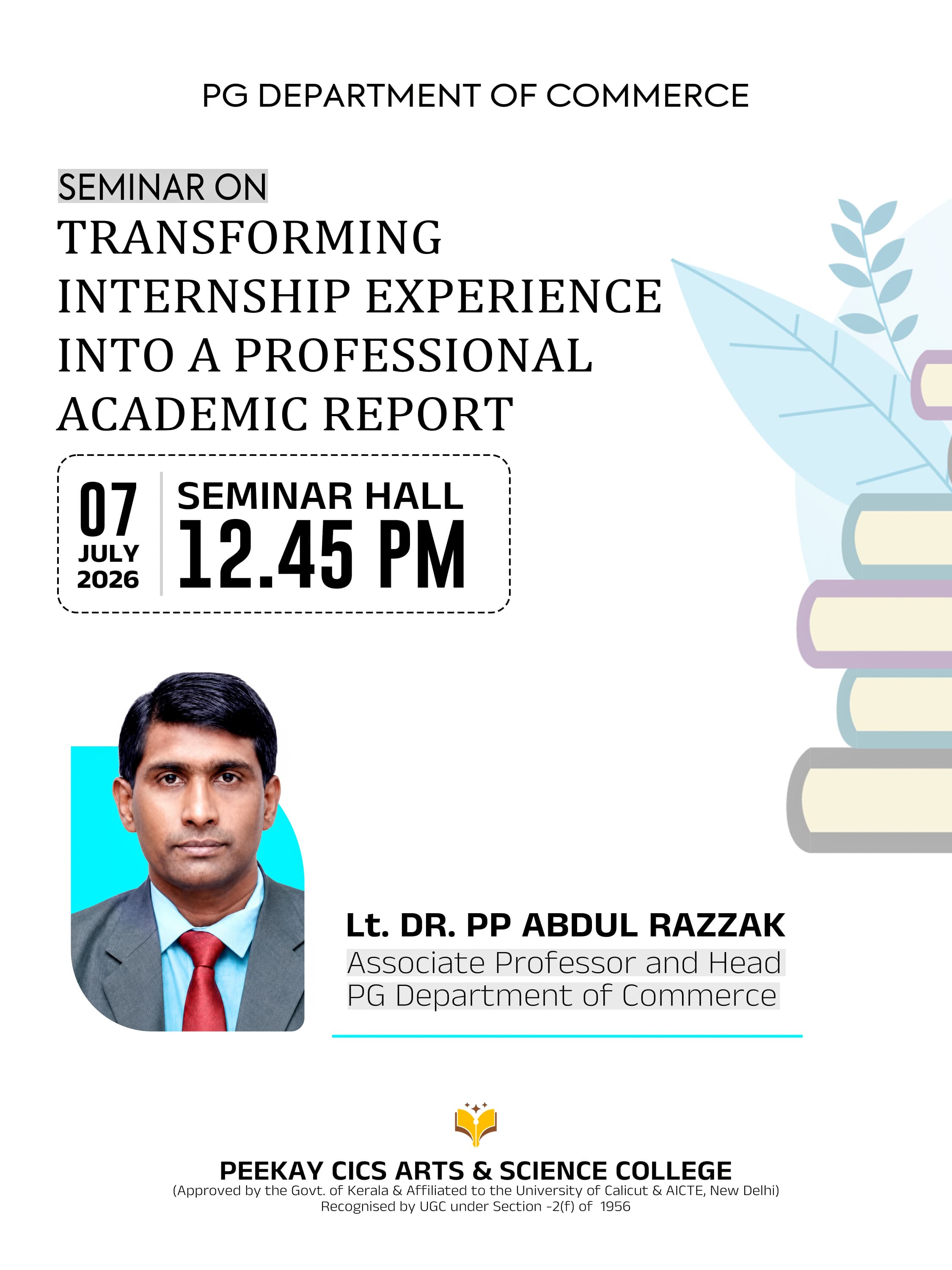 PG Department of Commerce Organizes Seminar on Internship Report Writing